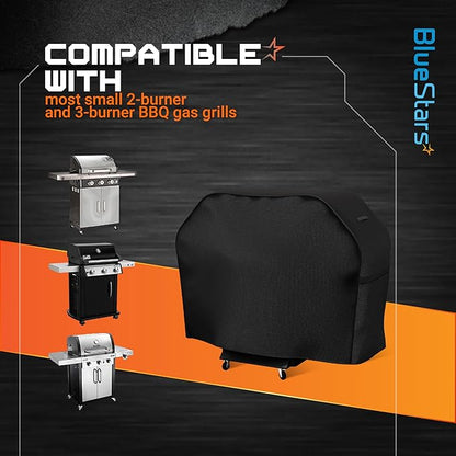 BlueStars 52 inch Grill Cover – Heavy‑Duty Waterproof 600D BBQ Cover for Outdoor Gas Grills, Compatible with Genesis, Weber, Char‑Broil & Nexgrill Models, UV & Rip‑Resistant, Black