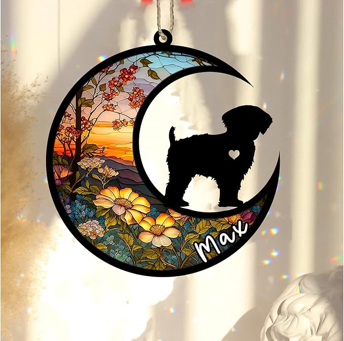 Personalized Dog Memorial, Custom Name Yorkipoo Dog Christmas Ornament with Name, Custom Breeds, Pet Loss Light Catcher, Gifts for Lovers Loss of Pet Sympathy on Mothers Day Christmas