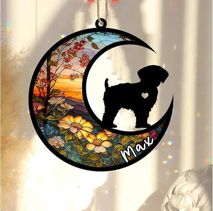 Personalized Dog Memorial, Custom Name Yorkipoo Dog Christmas Ornament with Name, Custom Breeds, Pet Loss Light Catcher, Gifts for Lovers Loss of Pet Sympathy on Mothers Day Christmas