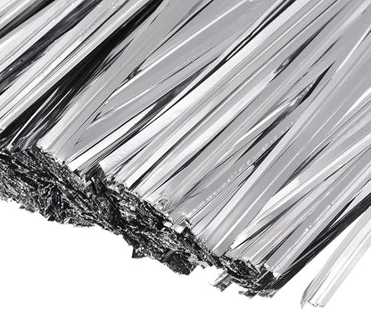 MECCANIXITY Foil Twist Ties 6" 15cm Metallic Plastic Closure Tie for Tying Bread, Candy, Cookies, Gift Bags Arts Crafts Ties Silver Tone Pack of 750