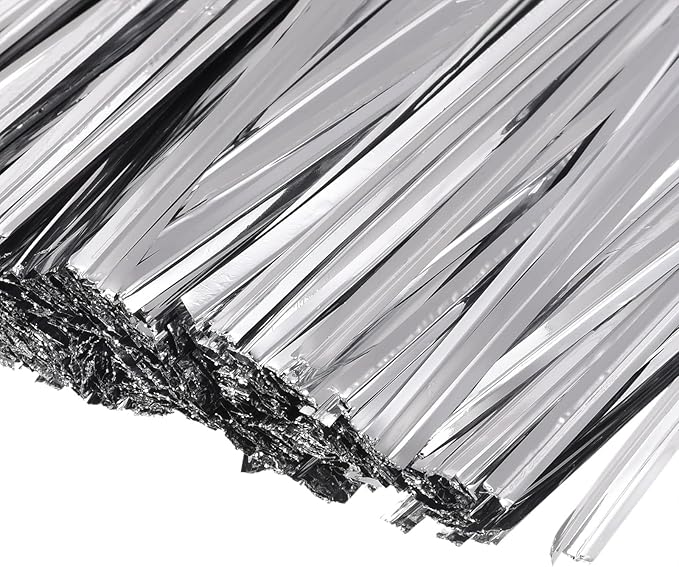 MECCANIXITY Foil Twist Ties 12" 30cm Metallic Plastic Closure Tie for Tying Bread, Candy, Cookies, Gift Bags Arts Crafts Ties Silver Tone Pack of 750