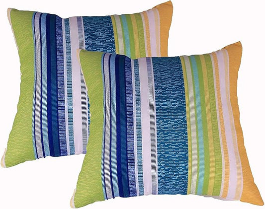Comfort Classics Inc. (Set of 2) Indoor/Outdoor Pillow 16" x 16" x 7" in Polyester in Multi Stripe