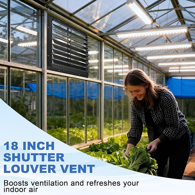 18 Inch Automatic Gravity Shutter Louver Vent, Aluminum Exhaust Shutters Louver for Windows Outside, Home Attics, Greenhouse Vent