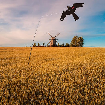 Bird Hawk Flying Kite with Pole Crops Farm Protector Bird Scarer Flying Kite with 4m Pole-Style C