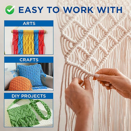 TECEUM Cotton Rope 3/16” (5 mm) – 50 FT – Strong All-Purpose Braided Rope – Natural Cotton – for Crafting, Сamping, Clothes Line, DIY, Indoor & Outdoor Use – Green