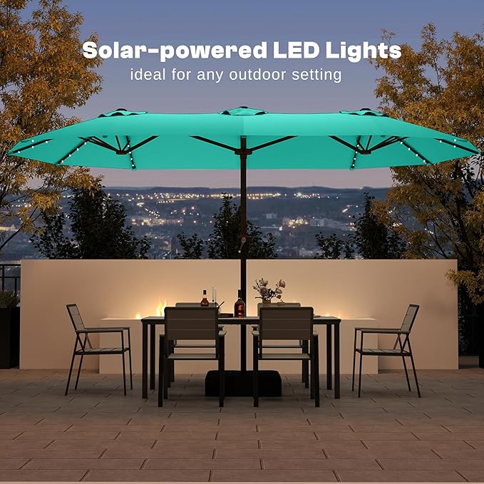 13FT Double Sided Patio Umbrella with LED Lighted