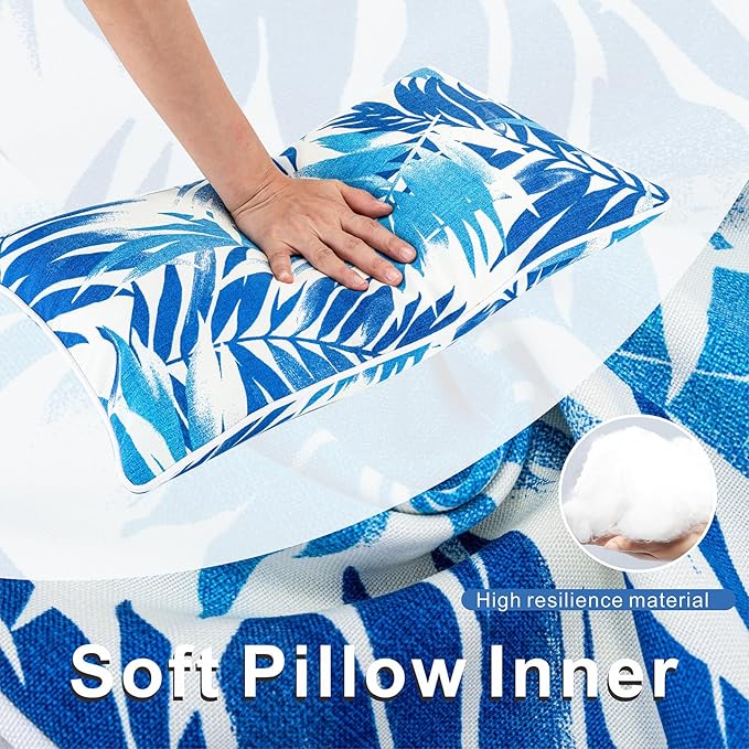 JMGBird Outdoor Pillows Waterproof Set of 4 Outdoor Throw Pillows with Insert Included 12×20 Inch Outdoor Lumbar Pillows for Patio Furniture