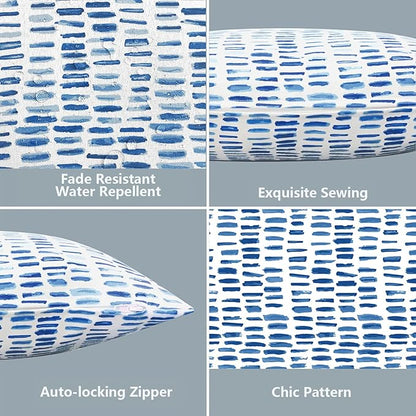 LVTXIII Outdoor Pillow Covers ONLY, Square Throw Pillow Covers, Modern Cushion Cases for Sofa Patio Couch Decoration 18 x 18 Inch, Pack of 2, Pebble Blue