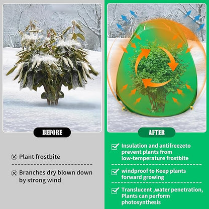 4 Pack Plant Covers Freeze Protection, 28x28x33 Winter Shrub Frost Covers for Outdoor Plants, Warm Plant Protectors Tent for Protecting Fruit Tree Potted Plants and Shrub from Freezing Animals Eating
