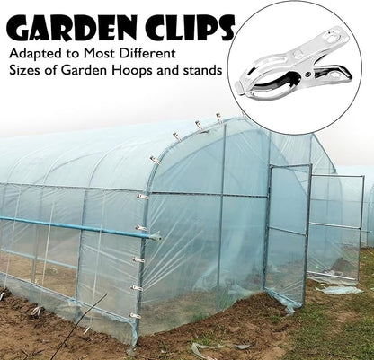 BESTEEL Upgraded 40 PCS Garden Clips, Greenhouse Clamps 100% Stainless Steel Heavy Duty Greenhuose Clips for Netting - Strong Grip to Hold Down Shade Cloth or Plant Cover on Garden Greenhouse Hoops