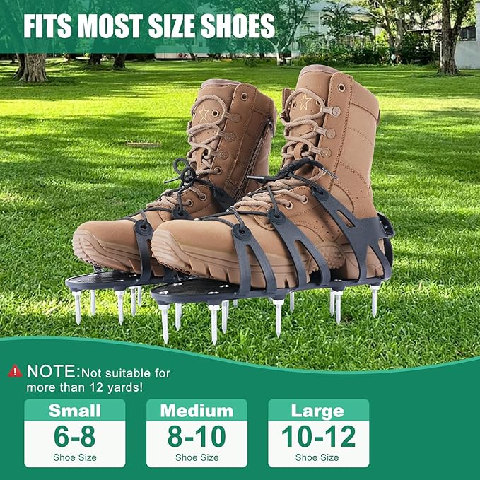 Professional Lawn Aerator Shoes – Adjustable Spike Shoes with Wrap Lacing, Heavy-Duty Spiked Aerating Sandals | One-Size-Fits-All for Yard, Patio, Lawn & Garden