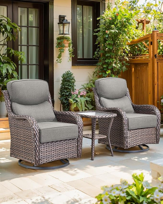 Luxury 22x24/22x25 6-Inch Smile Outdoor Cushions for Patio 5 Piece Set - Set of 5 Zippered Outside Pillows for Wicker Metal Dining Rocking Swivel Chairs Loveseat Couch Sectional Sofa - Grey
