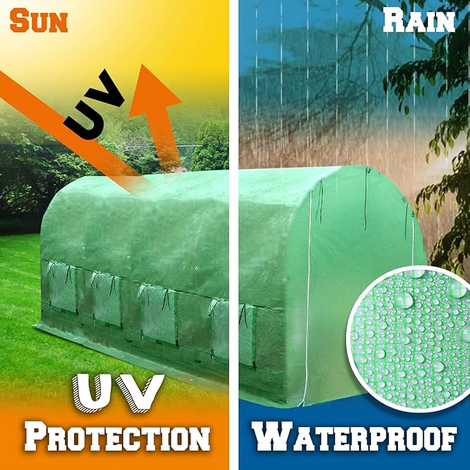 BenefitUSA Cover Canopy Replacement for Larger Green House 16'x7'x7' Walk in Outdoor Plant Gardening Greenhouse Cover