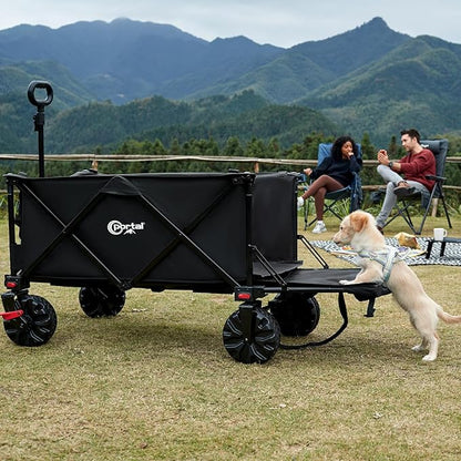 Portal 300L Large Wagons Carts Foldable with Tailgate, 550LB Heavy-Duty Collapsible Beach Wagon with All-Terrain Wheels, Oversized Folding Wagon for Camping, Sports, and Pets