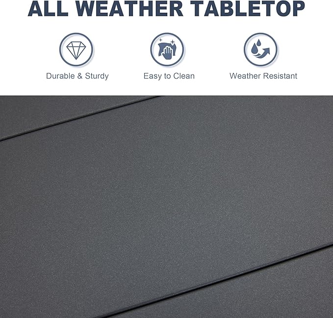 VICLLAX 40.6" Round Metal Outdoor Dining Table for 4, Patio Table with Umbrella Hole and Storage Shelf for Garden, Lawn, Deck, Dark Grey