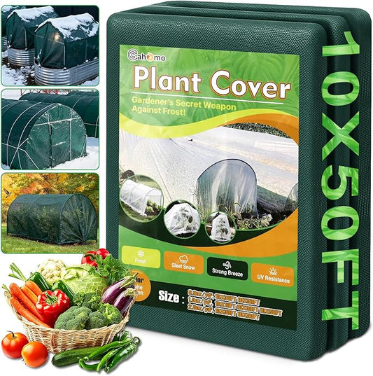 Green Plant Covers Freeze Protection, 10 x 50 ft - 2 oz/yd² Frost Cloths for Outdoor Plants, Tree Covers Freeze Protection, Winter Garden Blanket, Sun Cover for Plants for Greenhouse, Vegetables