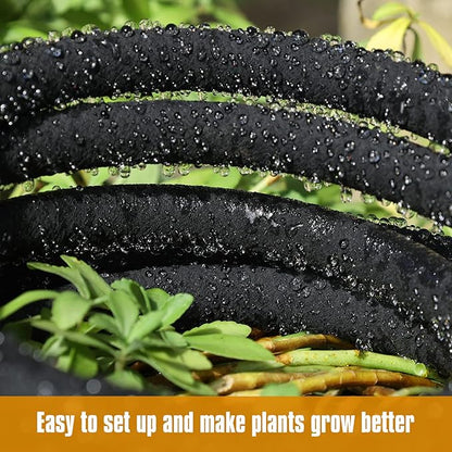 Soaker Hose 10 ft for Garden Beds, Solid Brass Interface Irrigation Save 70% Water Heavy Duty Rubber 1/2" Diameter Great for Gardens/Flower Beds