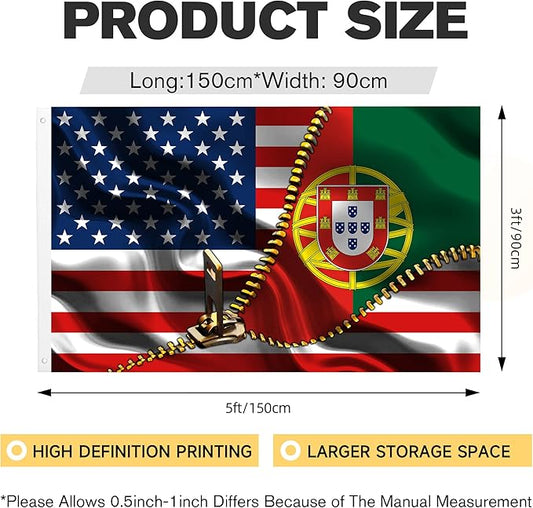 Vintage American America Usa Portugal Portuguese Flags For Outside Yard 3x5 Ft Double Sided Printed 100d Polyester Lightweight Garden Welcome Outdoor Banner Brass Grommets