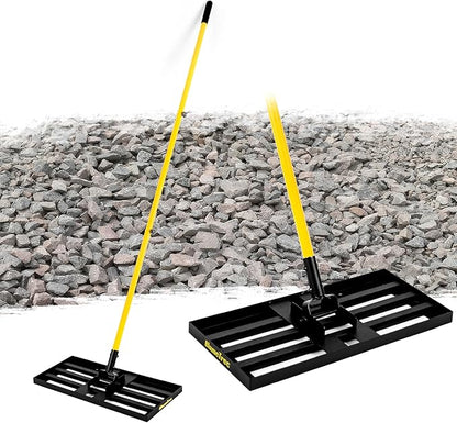 Lawn Leveling Rake, 30"x10" Heavy Duty Sand Leveling Tool with 7FT Long Handle, Steel Golf Rake for Soil, Compost, Gravel, Lawn Leveler for Yard, Garden, Golf Course, Landscaping Level Tool