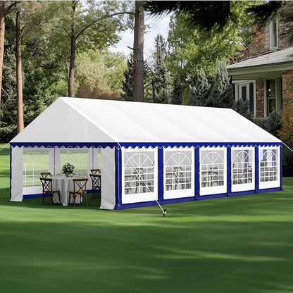 GREEN PARTY 16x32FT Party Tent Heavy Duty, Large Wedding Event Shelters with 4 Carry Bags & Removable Sidewalls, Outdoor Canopy Gazebo Commercial Tents for Parties Carport Garden Patio