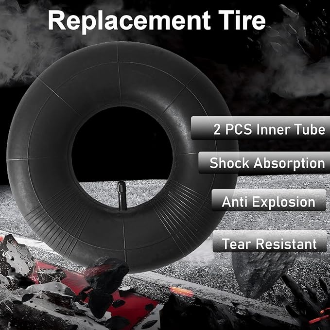 2-Pcs 4.10/3.50-4 Inner Tube 4.10-4 3.50-4 Heavy Duty Replacement Tube Straight Valve Stem for Wheelbarrows/Mowers/Hand Trucks and More