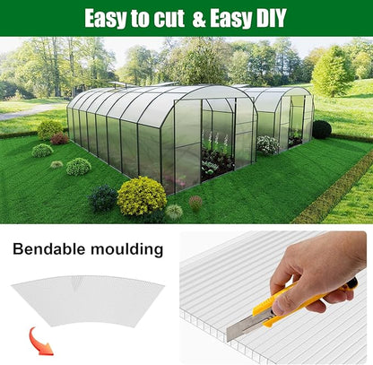 Polycarbonate Greenhouse Panels 5 Pack 4' x 2' x 0.24" Twin-Wall UV-Protected All Weather Plastic Roof Panel Clear Replacement Sheets for Garden Fences, Furniture DIY,Outdoor Roofing