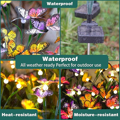 TONULAX Solar Garden Lights - Swaying Butterfly Light, Swaying in The Wind, Solar Outdoor Lights, Yard Patio Pathway Decoration, High Flexibility Iron Wire & Realistic Butterflies (2 Pack)