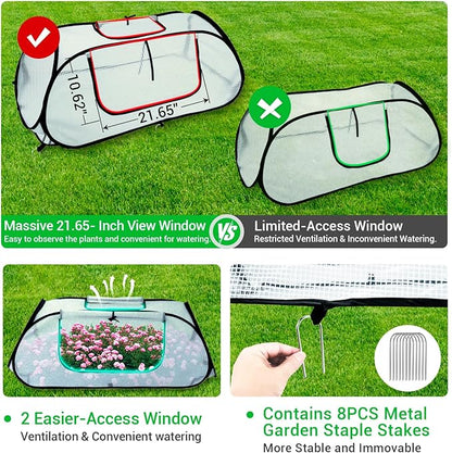 Garden Covers for Raised Beds, Pop Up Raised Garden Bed Cover, Garden Row Plants Cover Accelerator, Greenhouse Cover for Protecting Seedlings Fruits Vegetable Rows 45" L x 22" W x 16" H(1 Pack)