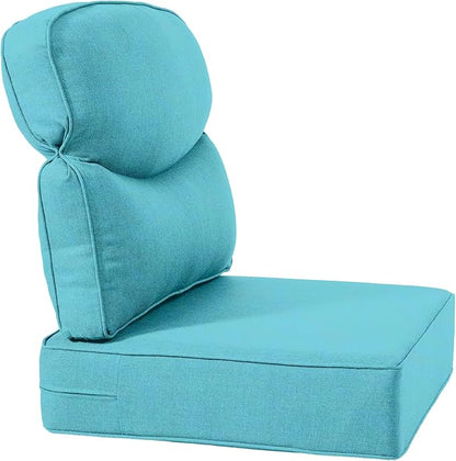 Luxury 24x24x6 Inch Smile Patio Dining Chair Cushions Set of 4 - Heavy Duty Water Repellent Outdoor Seat Cushion for Outside Furniture Swivel Chairs Loveseat L-Shape Sofa - Turquoise