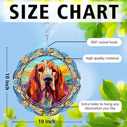 Bloodhound Yard and Garden Wind Spinner, Unique 3D Hanging Bloodhound Dog Wind Spinner