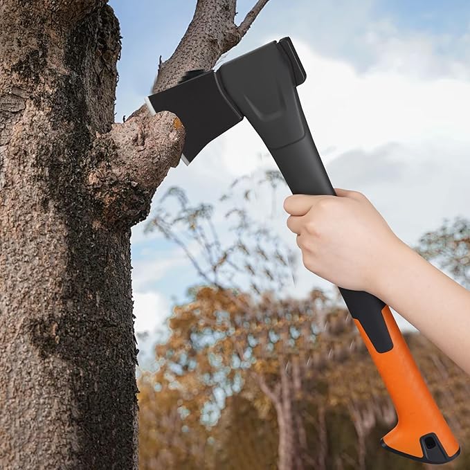 X14 Hatchet Axe, 14” Camping Axe for Wood Splitting & Kindling with Nylon Hollow Handle, Anti-Slip Shock Absorption Grip for Outdoor Survival, Firewood, Hiking & Yard Tools