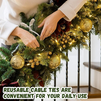 Shappy 24 Pieces Christmas Garland Banister Ties Christmas Decorative Reusable and Flexible Twist Ties for Garland, Banister Home Decoration (Ivory)