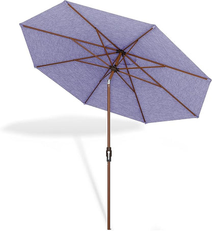 Midtown Umbrellas Wooden 2-8 Feet Outdoor Patio Umbrella, Terylast Purple Texture Fabric, Aluminum Frame For Backyard Umbrella, Deck Umbrella, Garden Umbrella & Pool Umbrella - Wooden Pole