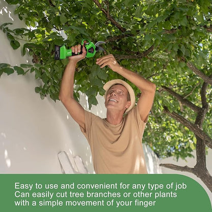 Cordless Electric Pruning Shears Battery Powered Tree Branch Pruner Cut Capacity of 40mm / 1.58inches, 2 x 2 Ah Lithium Rechargeable Battery 6-8 Working Hours Green