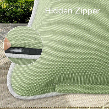 Decorative Outdoor Water Repellent Throw Pillows with Inserts, Set of 4, 18" x18" Pillows for Patio, Backyard, Bed, Couch, and Patio Furniture, Seaweed Green
