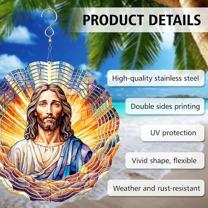 Jesus Wind Spinner, Jesus Wind Spinner Hanging for Yard and Garden, Unique Gift Wind Spinner, 3D Hanging Wind Spinner Outdoor