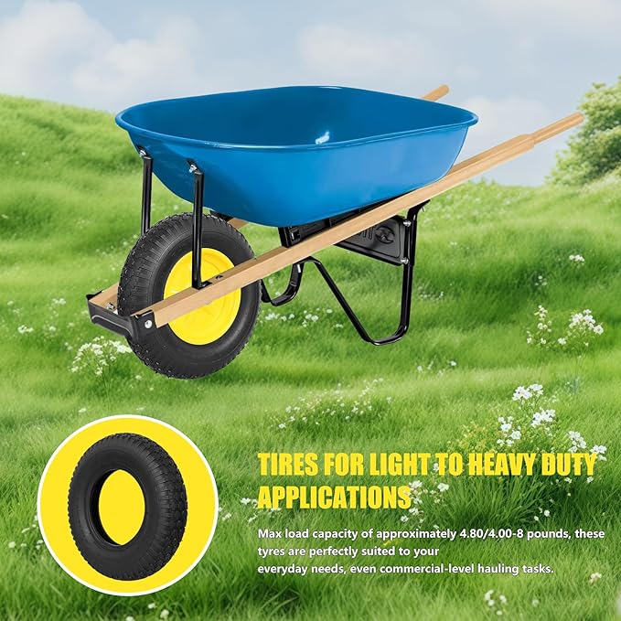 4.80/4.00-8 Tire and Inner Tube, Premium Rubber Wheelbarrow Replacement Parts for Hand Truck Lawn Mower Dollies Wagon Dolly Trailers Go Kart 2 Pack