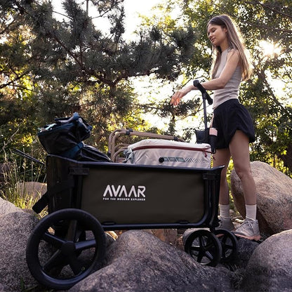 400lbs Large Capacity Collapsible Wagon Cart,Folding Utility Heavy Duty,All Terrain Big Wheels for Garden Camping Sports Outdoor Shopping, Green