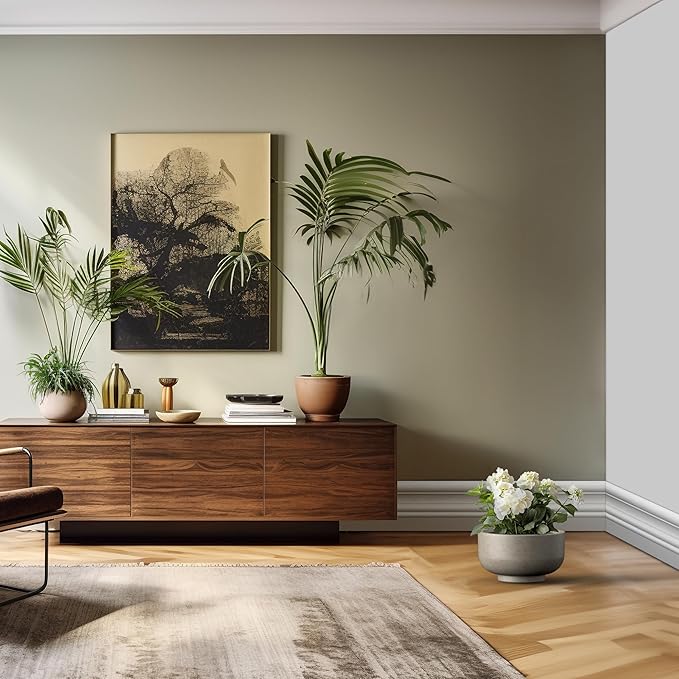 Kante 13.8 Inch Dia Concrete Bowl Planter, Large Tapered Bottom Plant Pot with Drainage, Smooth Weathered Concrete Finish with Warm Brown Interior, Ideal for Porch, Home, Garden, Patio