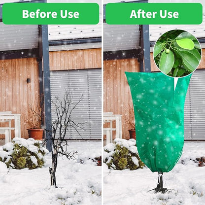 2 Pack Plant Covers Freeze Protection, 80''W x 97''H 2.5oz/yd² Large Winter Tree Frost Blankets Frost Cloths Protectors Bag Cover with Zipper Drawstring for Outdoor Plants Shrub Fruit Trees Potted