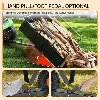 Heavy Duty Steel Dump Cart, 900 Lbs Utility Garden Trailer, ATV Dump Trailer with Removable Sides, 15 Cubic Feet HD Agricultural Trailers for Tractor Lawn Mower Garden