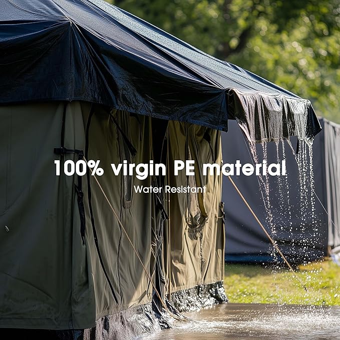 Yescom 12x20 Ft 14 Mil Heavy Duty Reinforced Poly Tarp Reversible Waterproof Tarpaulin Ground Sheet Cover Reversible Silver Black Tarps