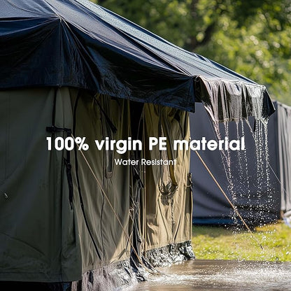 Yescom 12x16Ft 14 Mil Heavy Duty Reinforced Poly Tarp Reversible Waterproof Tarpaulin Ground Sheet Cover Reversible Silver Black Tarps