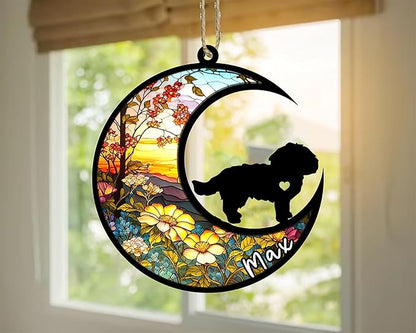 Personalized Dog Memorial, Custom Name Maltese Dog Christmas Ornament with Name, Custom Breeds, Pet Loss Light Catcher, Gifts for Lovers Loss of Pet Sympathy on Mothers Day Christmas