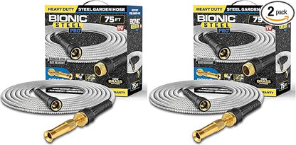 BIONIC STEEL 75ft Stainless Steel Garden Hose | Ultra Durable | Kink Free | With Brass Fittings | Pack of 2