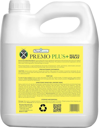 Premo Plus+ Bed Bug Spray Extra Strength – 128 oz – Fast Acting Bed Bug Treatment & Killer – Stain & Scent Free – Child & Pet Safe – Powerful New Stronger Formula – Natural with No Harmful Chemicals