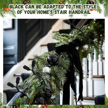 Shappy 36 Pieces Christmas Garland Banister Ties Christmas Decorative Reusable and Flexible Twist Ties for Garland, Banister Home Decoration (Black)