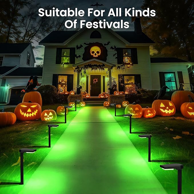 Solar Lights Outdoor, 4Pack Smart Pathway Lights with Color Changing &Sync, 9Modes (Warm/Cool White,RGB) for Driveway,Walkway,Garden,Yard,Fence,Patio,Lawn,Step Waterproof