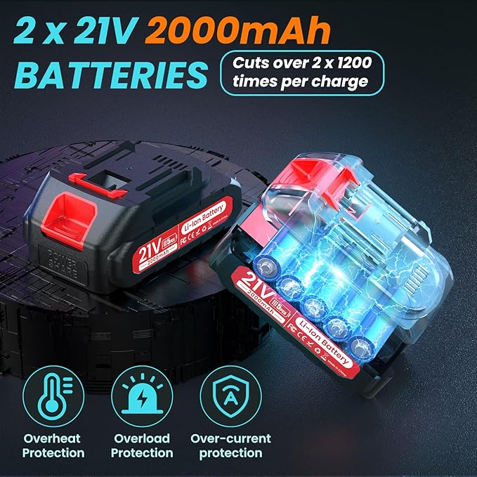 2-in-1 Pole Pruning Shears, 2.0 Inches Cutting Diameter Cordless Electric Pole Pruners - Brushless Motor, 2.0Ah*2 Batteries, SK7 Blade, 8.7FT Adjustable Branches Cutter for Tree Trimming