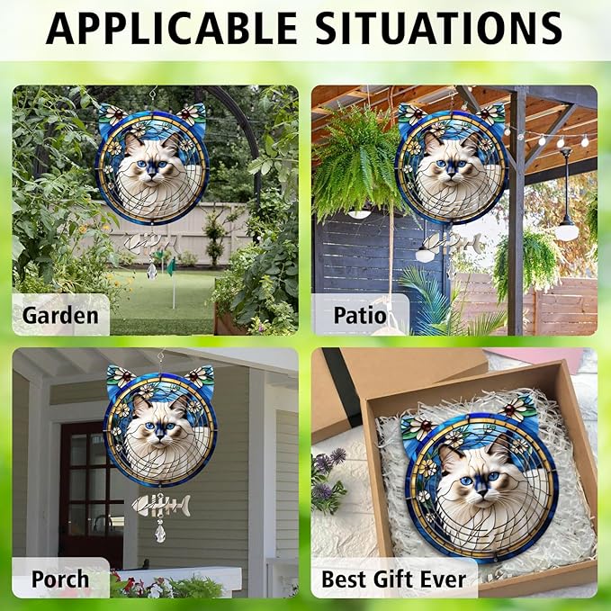 Birman Cat Wind Spinner, Birman Cat Wind Spinner Hanging for Yard and Garden